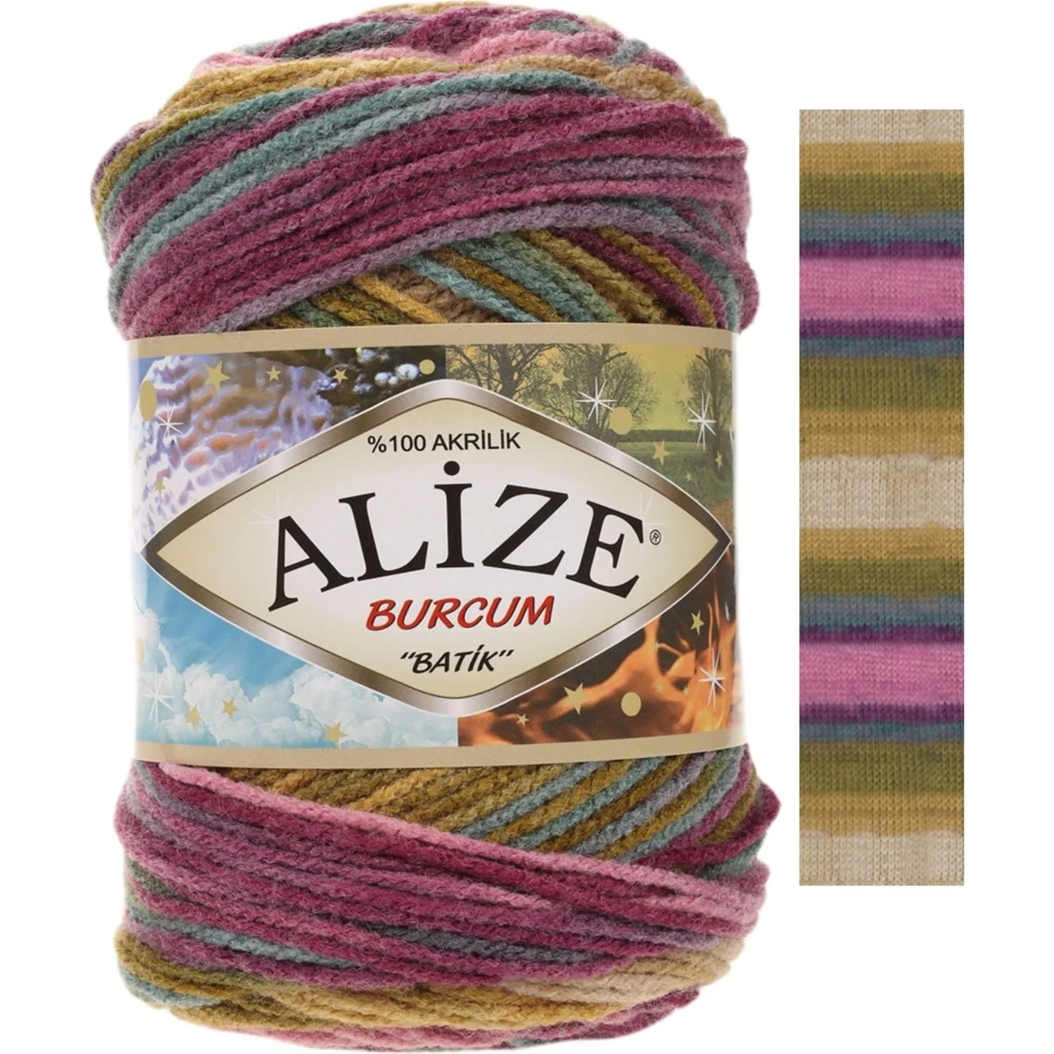 Ализе Бурджум Батик - Шерсть 20 вариантов цвета Вязальная пряжа 210 метров (100гр)