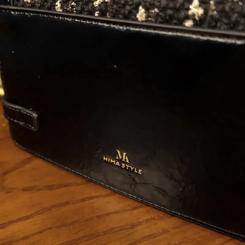 Woolen Plaid Lock Button Small Square Handbag  Women's Bag 2023 New  High Sense Versatile Fashion One Shoulder Satchels