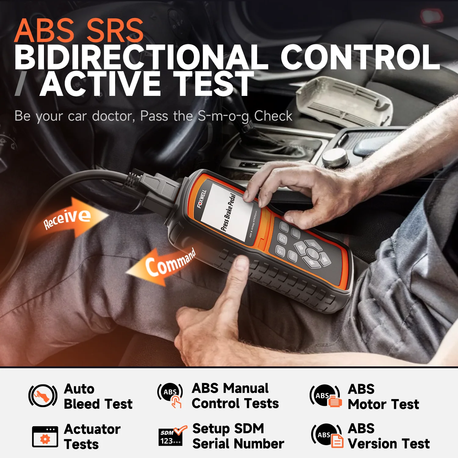 Беспроводной OBD2 сканер FOXWELL NT630 Plus 2024 ABS устройство для сканирования кровотечения