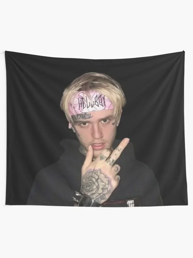 Lil Peep Изображение него дающий палец Гобелен Рождественские украшения 2024