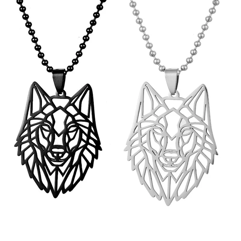 

Classic Wolf Head Men Necklace Stainless Steel Necklace Women Animal Cutout Pendant Punk Hip Hop Fashion Jewelry