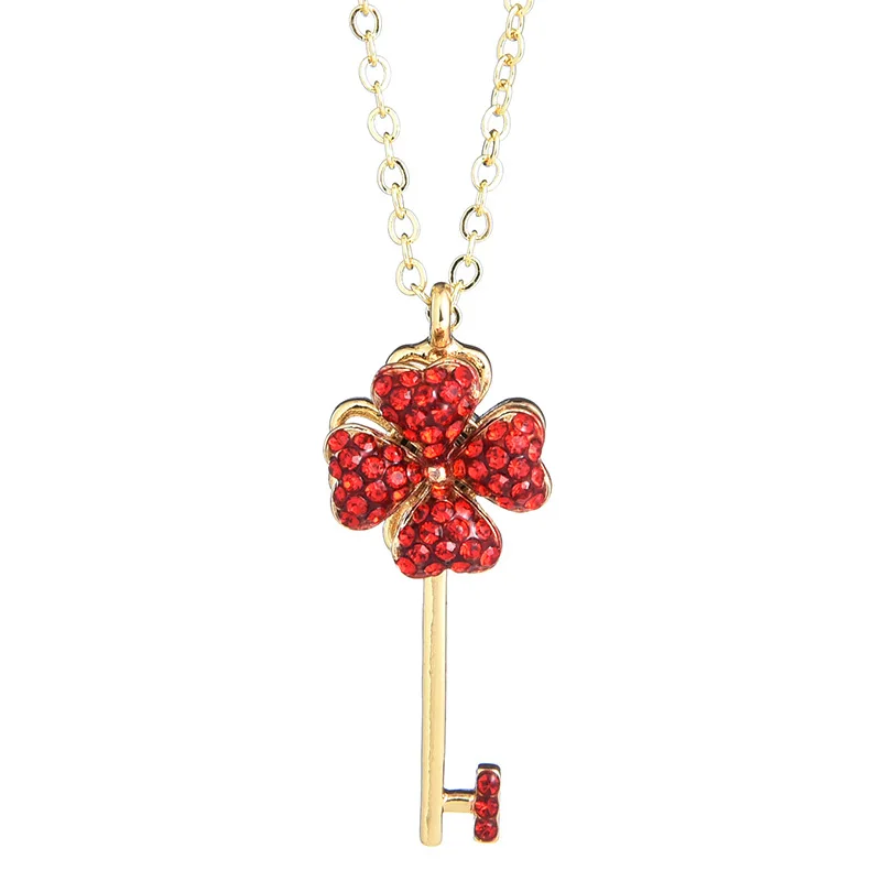 

Stainless Steel Red Crystal Spinning Pinwheel Ladies Key Necklace Ropa De Mujer Aka Jewelry Sorority Wholesale Fashion