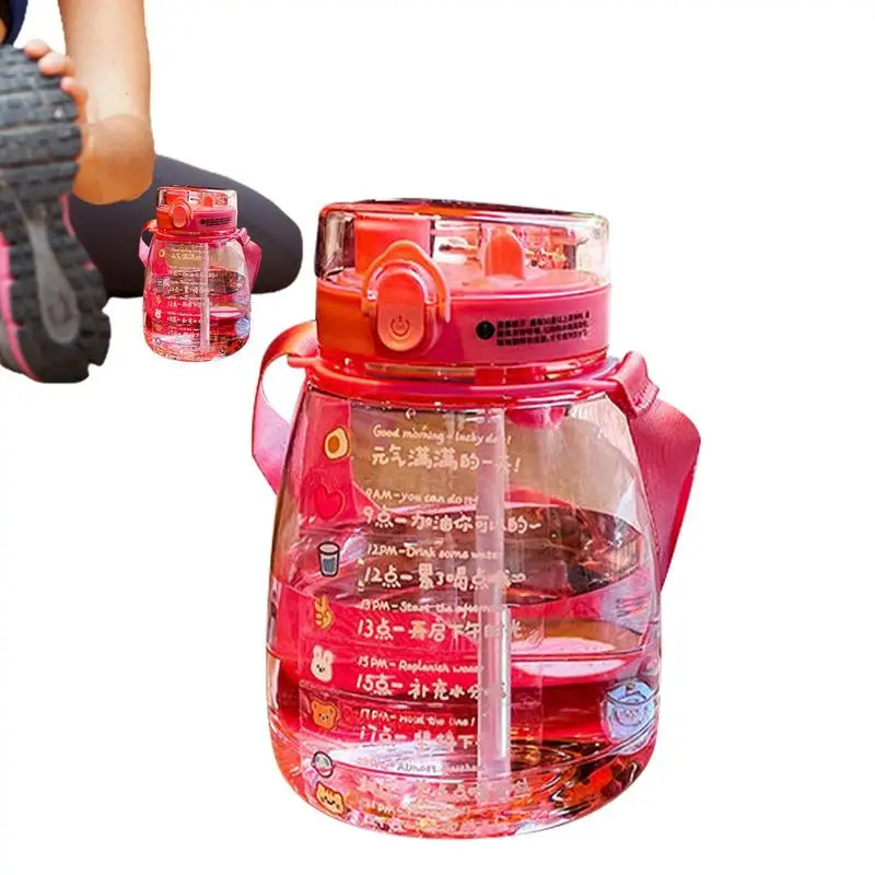 

Big Belly Bottle 1300ml Gradient Big Belly Bottle Sports Bottle With Time Marker To Drink Portable Pot Belly Cup For Student