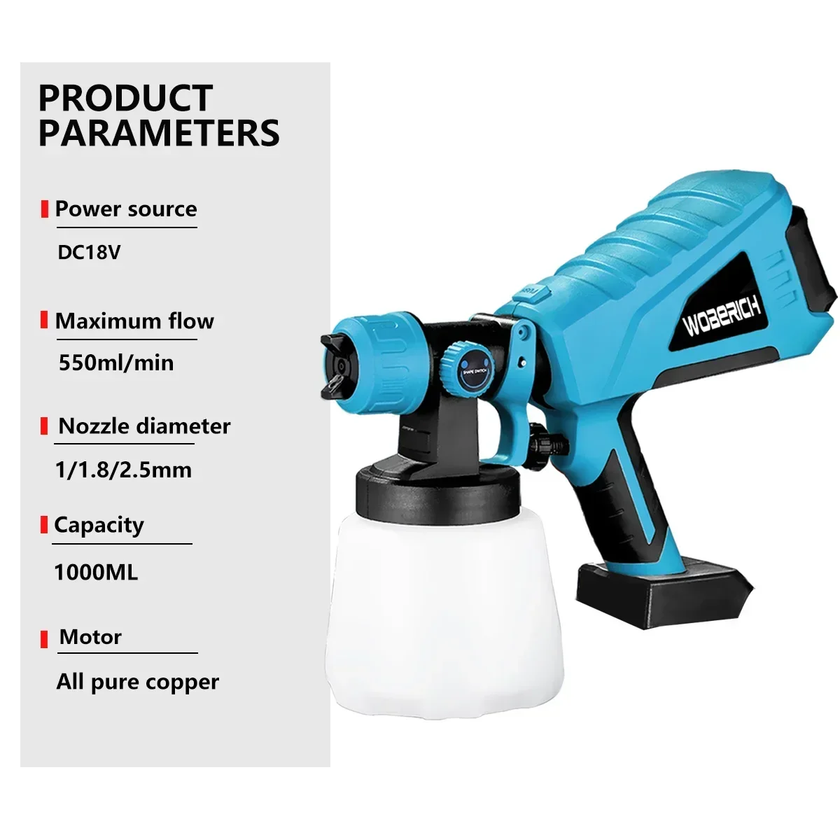 Электрический пистолет-распылитель 1000 мл беспроводной распылитель краски