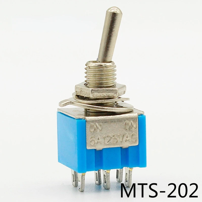 

5pcs/Lot Blue 6-Pin DPDT ON-ON Mini 6A125VAC Miniature Toggle Switches