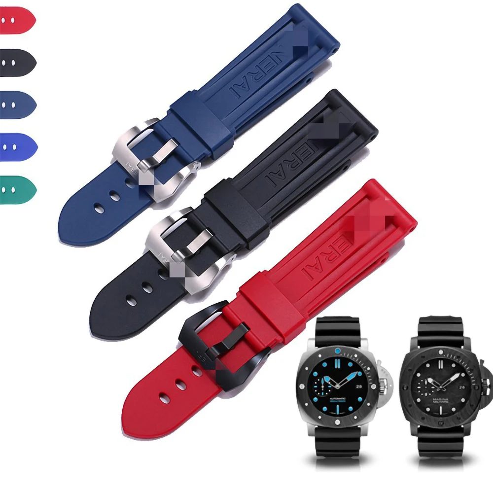 

22 24mm Watch Strap for Panerai PAM 441 111 00616 682 002 Series Original Watch Bracelet Silicone TPU Watch Accessories Band