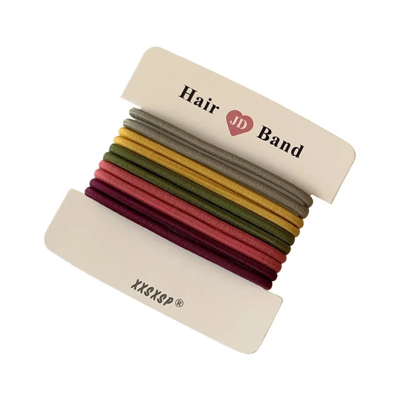 

New arrive simple 10pcs per card Stretch Hair Ponytail Holders Nylon Seamless Hair Ties Elastics Hair Bands For Girls