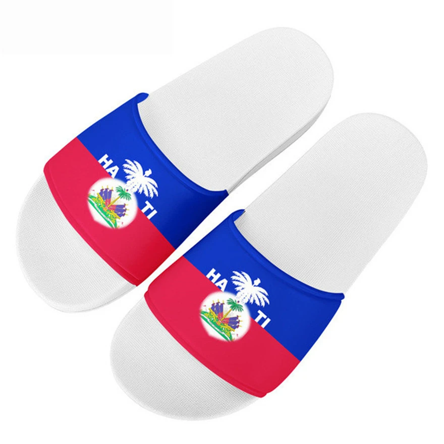 Fashion Haiti Flag Printed Slippers Summer Holiday Casual Anti-slip Water-proof Flats Trend Teenage Personalized Design Sandals