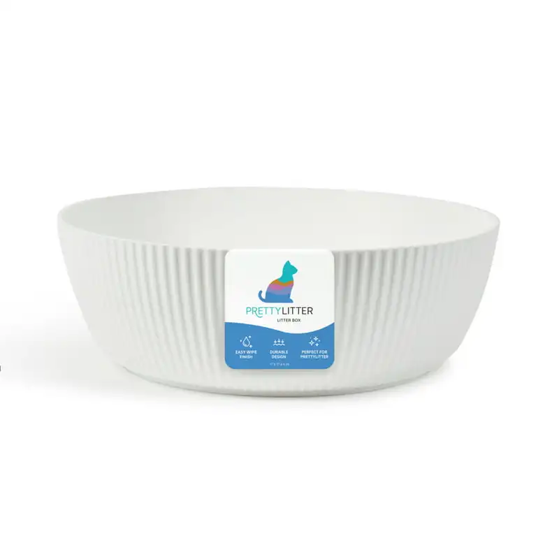 

Round Cat Litter Box with Non-Stick Interior, Cream, 17in x 17in x 6in