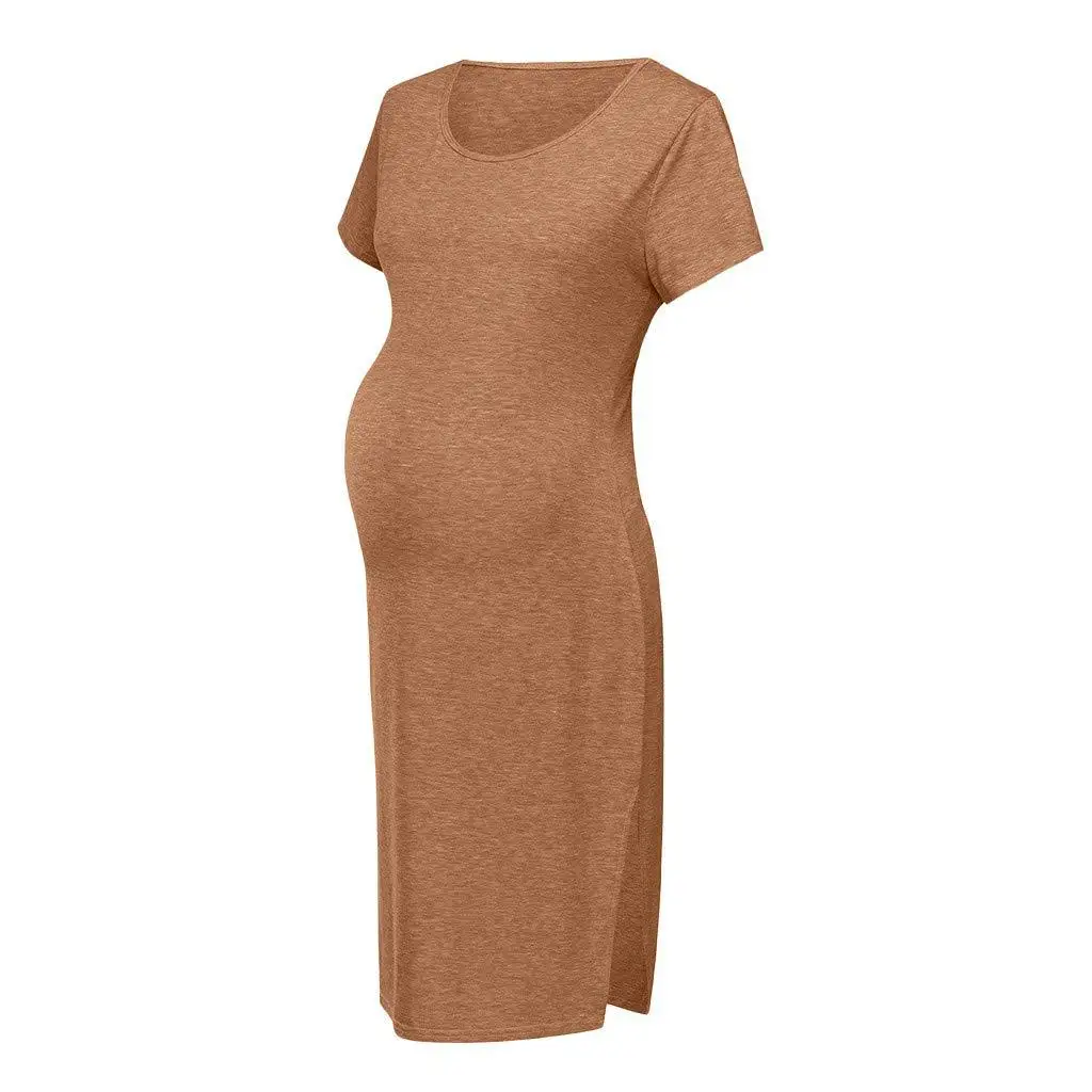 

2022 new maternity mid-length slit skirt dress White