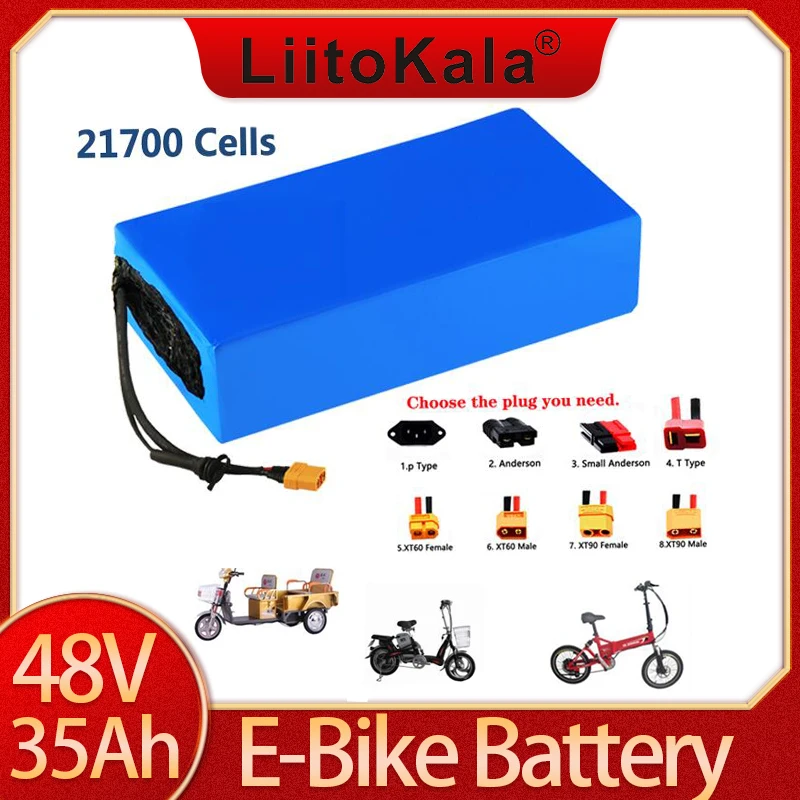 

LiitoKala 48V 35ah 21700 13S7P Electric Bicycle Battery 48V 35AH 1500W Lithium Battery Built-in 30A BMS Electric Bikes Motor
