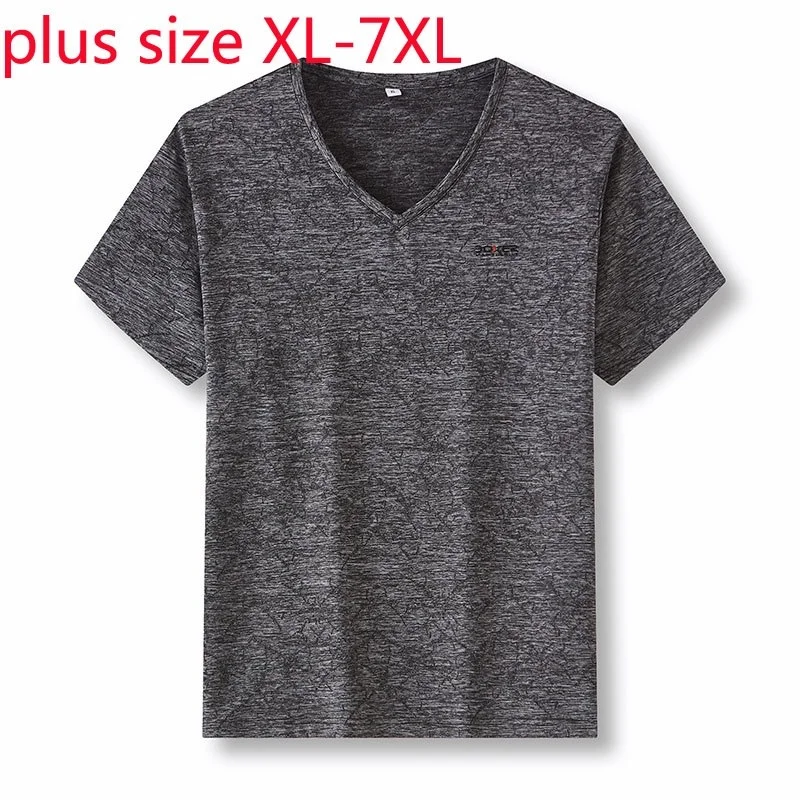 

Новое поступление, модная супер большая летняя мужская быстросохнущая Мужская футболка с коротким рукавом, размера плюс 7XL