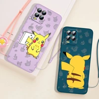 cute pikachu for realme gt neo2 master narzo 50i 50a c21y c17 c11 c2 xt x2 x7 q3s pro liquid rope cover funda soft phone case