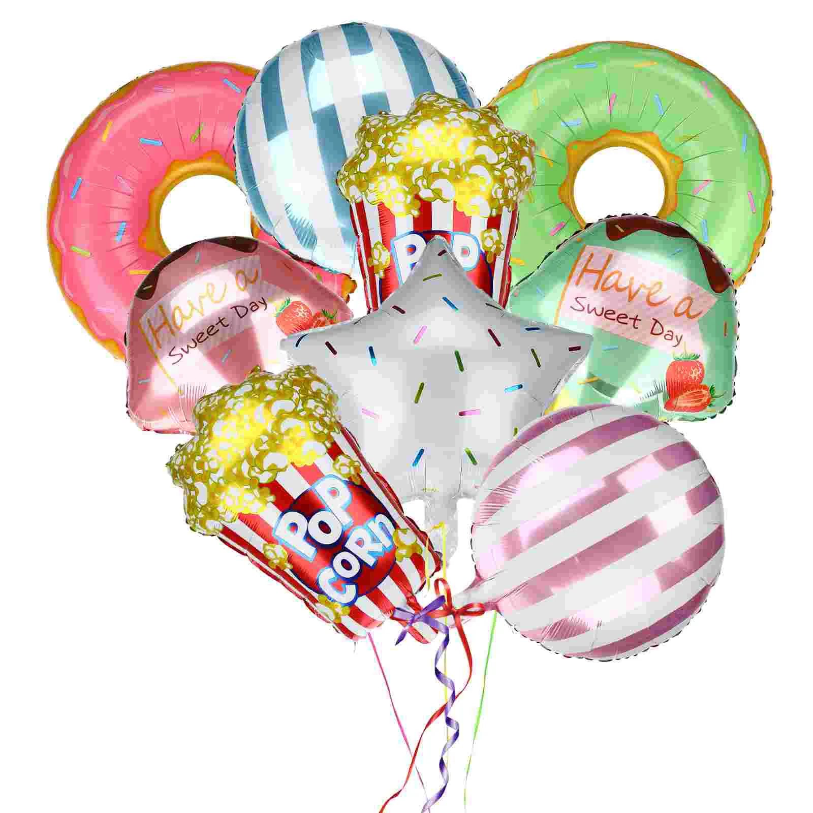 

9pcs Donut Balloons Ice Cream Birthday Party Balloons Decorations Aluminum Foil Balloons Party Supplies (Mixed Styles)