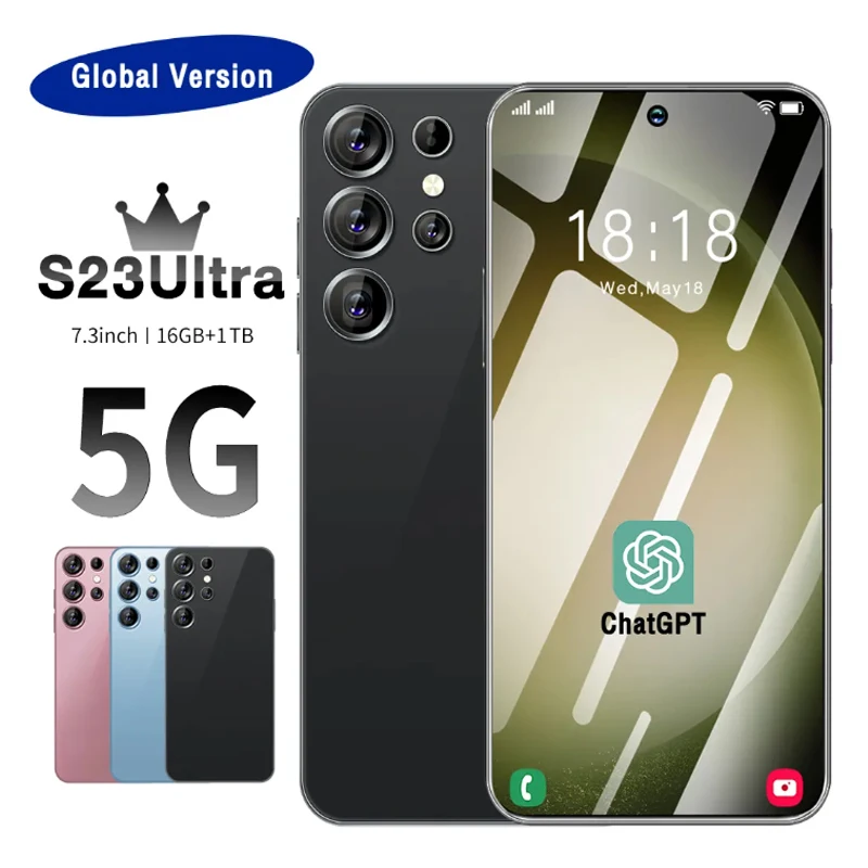 

S23 Ultra Smartphone Original 7.3 Inch 16GB+1TB Unlocked Mobile Phones 6800mAh 4G/5G Network Celular 48+72MP Android Cell Phone