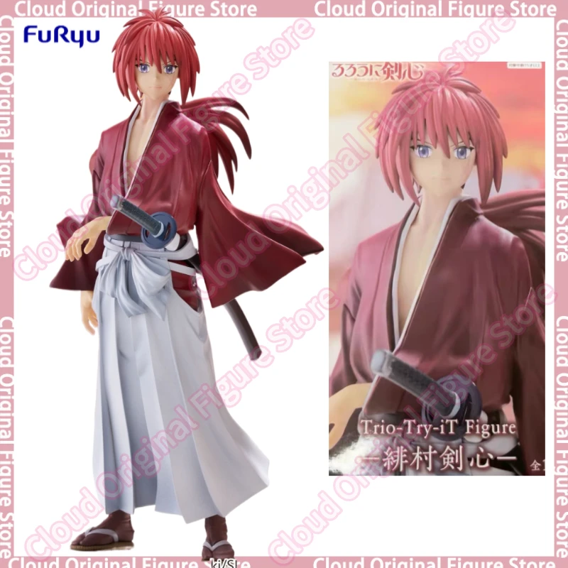 Фото В наличии 100% оригинальная фигурка FuRyu Trio-Try-iT Rurouni Kenshin Meiji Kenkaku Romantan Pvc 19 см HIMURA KENSHIN, аниме-игрушки №1