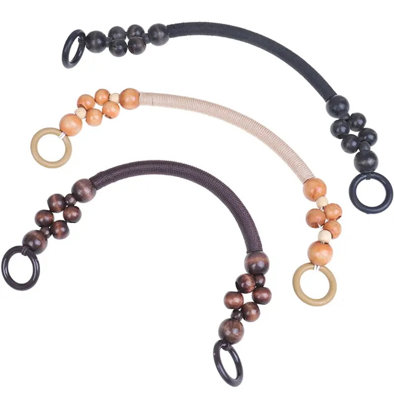 

DIY Replacement Shoulder Belt 46cm Wood Plastic Bead Rope Bag Strap Handle for Handbag