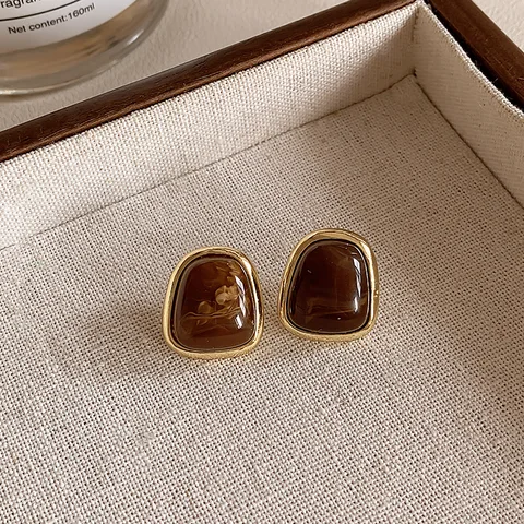 Винтажные серьги-подвески rinhoo  из смолы с камнем тигрового глаза