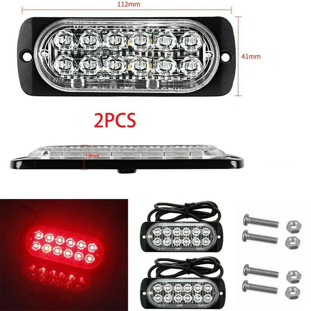 2X Car Rear Red Fog 12 Led Lamp Light 12v~24v Universal For Truck Car Van Bus Cab LED Urgent Light Rear Red Fog Lamp