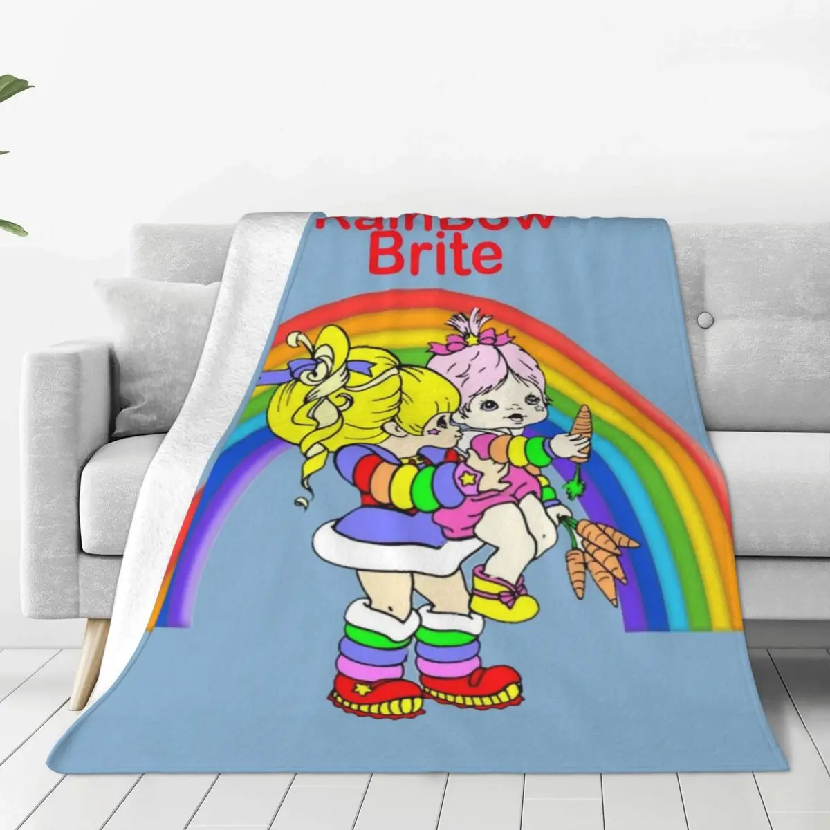 

Одеяло Rainbow Brite, Фланелевое украшение в стиле 80-х, мультяшный аниме дышащий мягкий плед, одеяло для дома и улицы, ковер