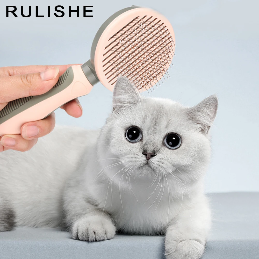 

Cat Comb Pet Brush Self Cleaning Slicker Brush for Dog Cat Grooming Brush Cat Desheeding Brush Easily Removes Loose Undercoat