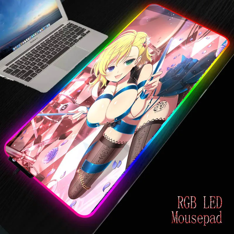 

Большая грудь сексуальная девушка аниме RGB коврики для мыши геймеры специальные аксессуары для клавиатуры компьютера светодиодный подсветка резиновая нескользящая подушка для паузы