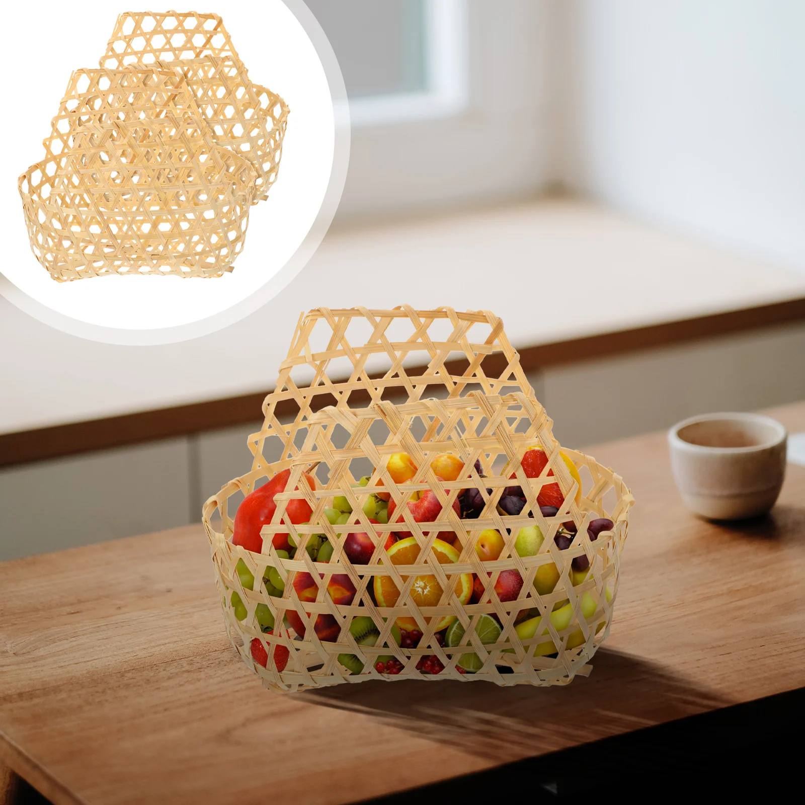 

Basket Serving Fruit Bread Woven Rattan Wickercountertop Trayproofing Bowl
