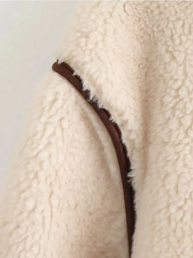 Зимняя флисовая куртка TRAF 2024 Женское пальто из искусственной шерсти женские