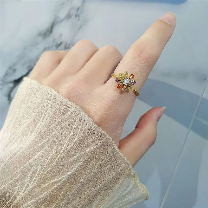 Кольца с цирконом золотого цвета регулируемые Регулируемые кольца для женщин