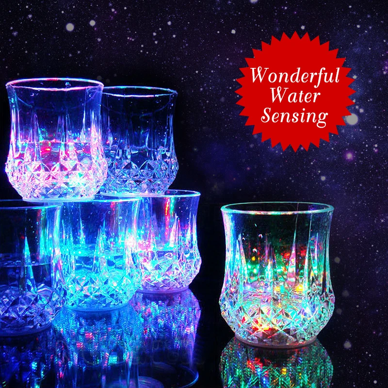 

LED Automatic Flashing Cup Color Changing Water Bottle Transparent Mug Beverage Drinking Glass Wedding Decoration Party Supplies