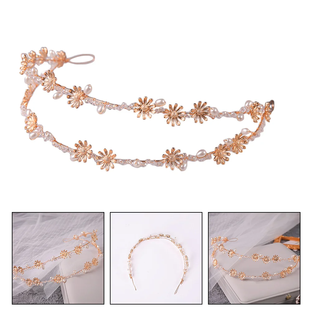 

Hair Band Headband Pearl Head Rhinestone Bridal Decorative Wedding Portable Flower Exquisite Crystal Accessory Headbands Decor