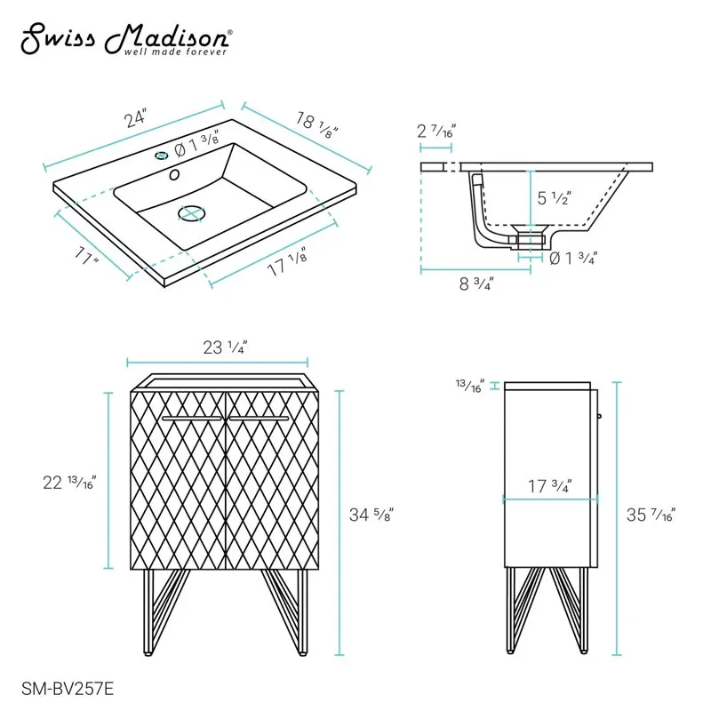 

24" Bathroom Vanity in Grey