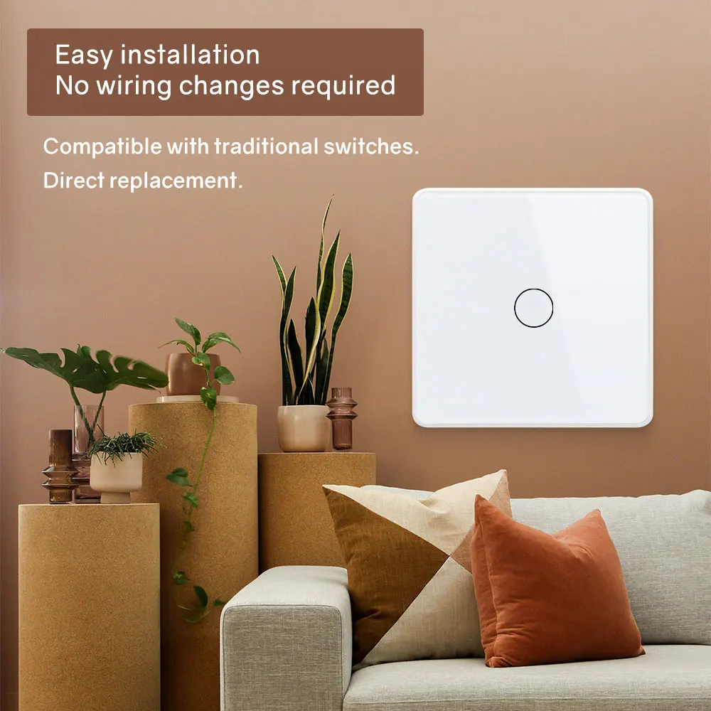 Фото Smartier EU Smart Wi-Fi настенный сенсорный переключатель 4-гласильная стеклянная панель с металлическим каркасом электрический выключатель света Tuya умный переключатель №2