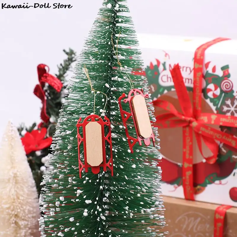 

1Pc 1:12 Dollhouse Miniature Sleigh Model Ski Board Ornament Xmas Tree Pendant Christmas Landscape Decor