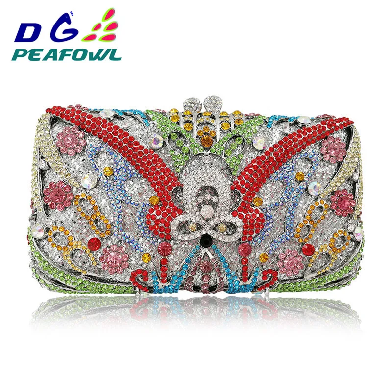 Toiletry Bag With Quality Female Party wallet Ladie Wedding Purse blue cant Hollow Out All Crystal Women Clutch Evening Hanging