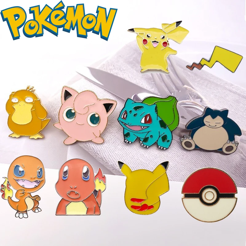 

Pokemon Figures Anime Pokémon Brooch Cartoon Pikachu Charmander Squirtle Model Badge Student Enamel Pins Kids Christmas Gifts.