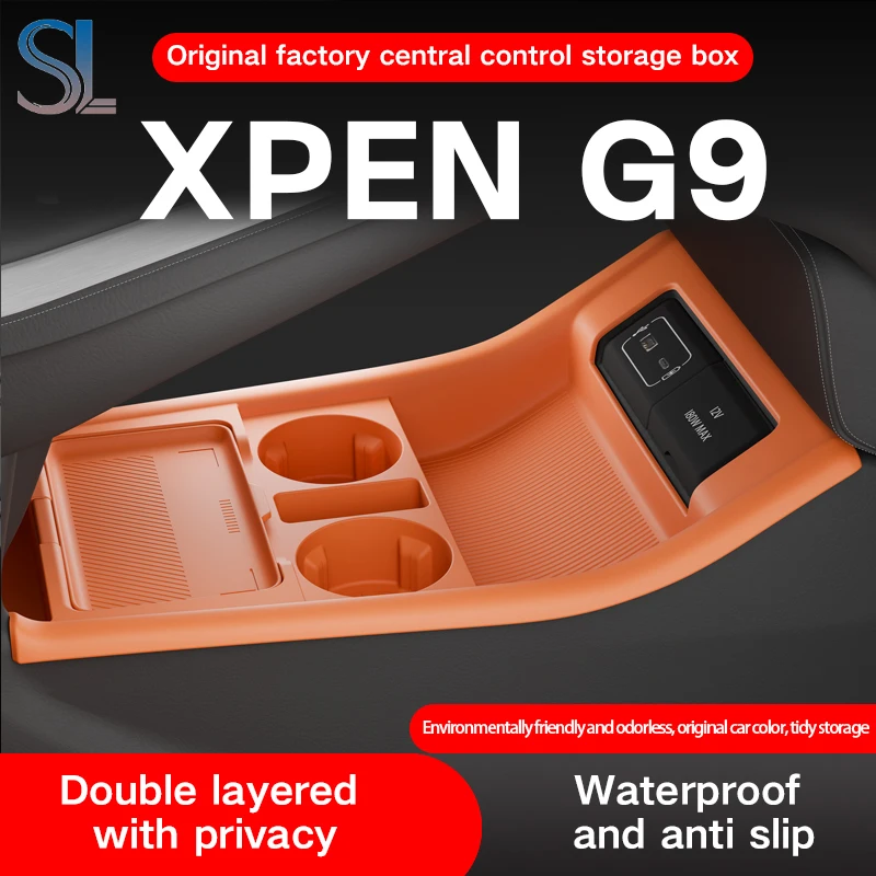 Фото Для XPENG G9 2025 2026, ящик для хранения, центральный подлокотник, скрытый ящик, держатель для чашки, органайзер, аксессуары для интерьера №1
