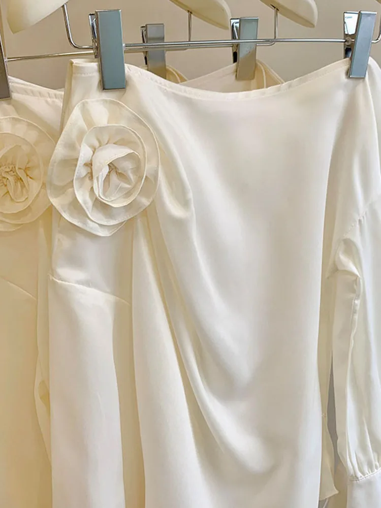 Высококачественные уютные блузки с 3D цветочным косым воротником Mori Girl Корейские