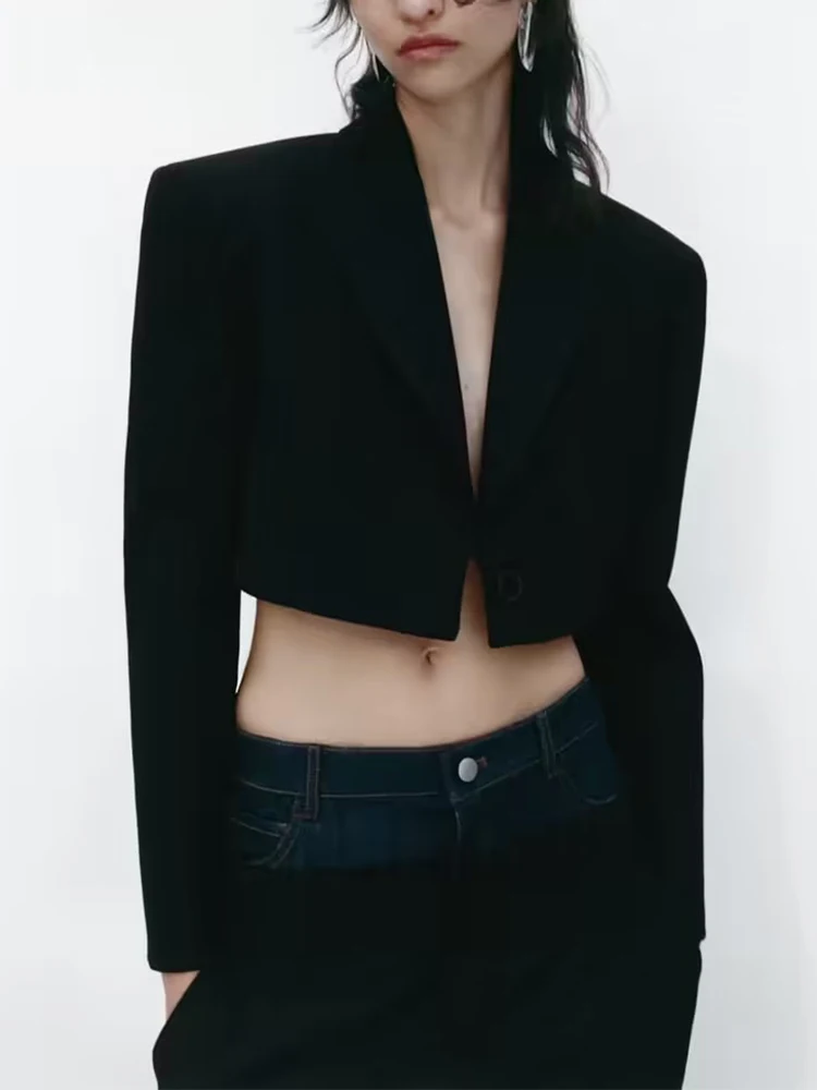 

Черный блейзер, Женская офисная одежда, блейзер, женские куртки с длинным рукавом для женщин, весенние модные женские короткие блейзеры 2023