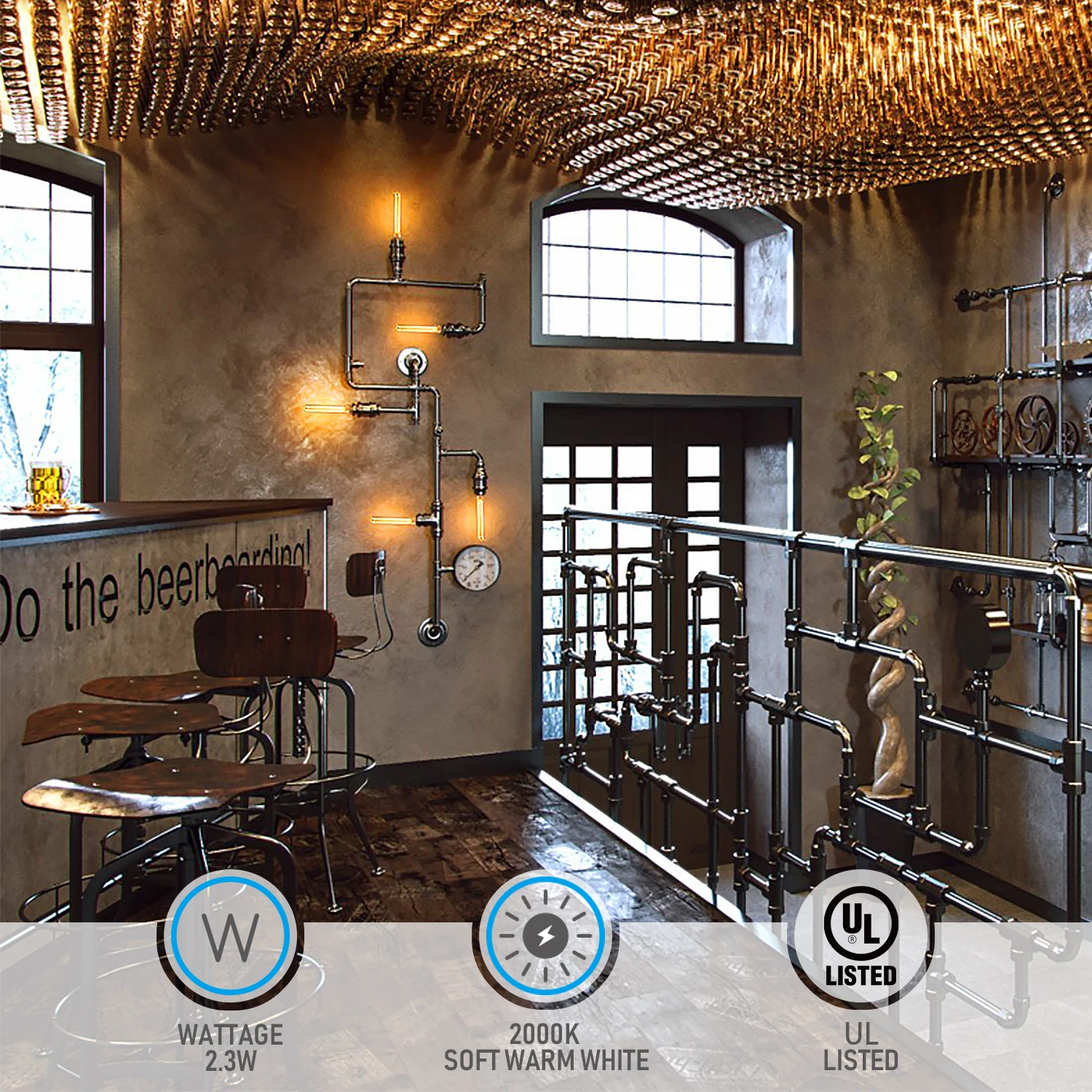 2 шт. трубчатые декоративные лампы Эдисона 3 Вт T10