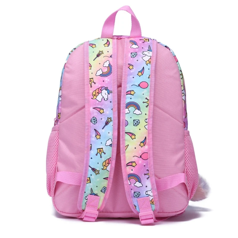 Cartoon Sequin School Backpack with Lunch Bag Pencil Cases for Student Boys Girls Casual Preschool Bookbag