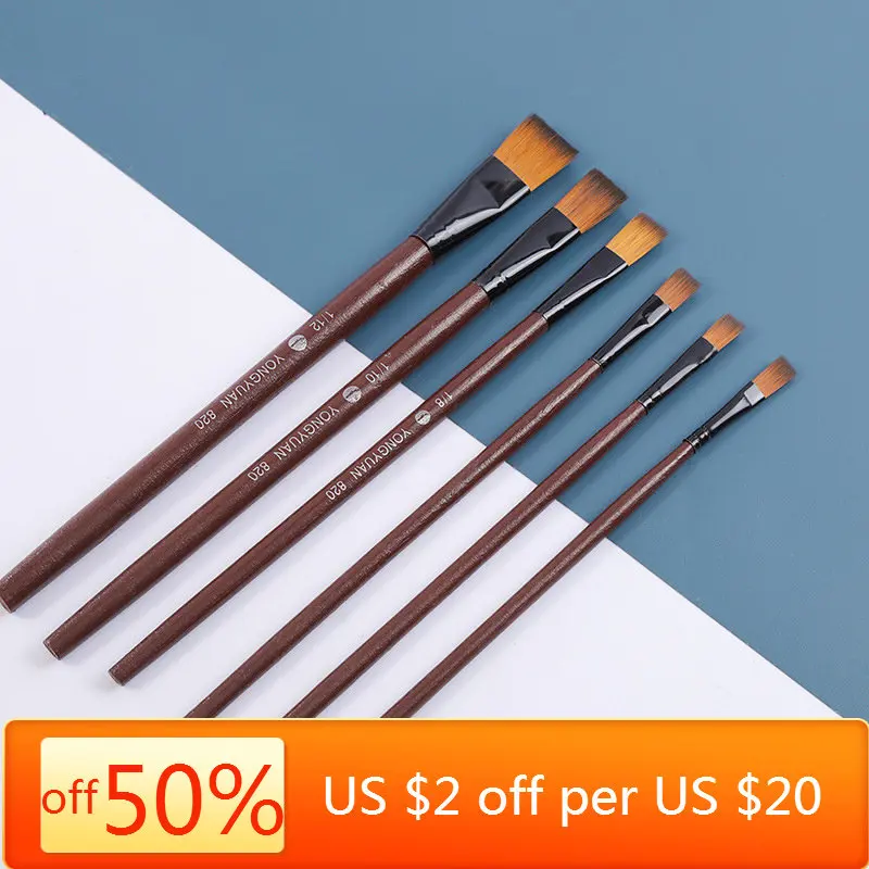 

1 Set/6 Pcs Brushes Nylon Acrylic Oil Paint Brushes Artist Watercolor Painting
