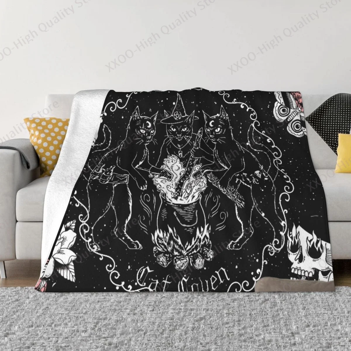 

Cat Witchcraft Mystery Divination Mystery 3dSofa Bed Blanket Super Soft Warm Fine Wool Cozy Plush Blanket Flannel Sherpa Blanket