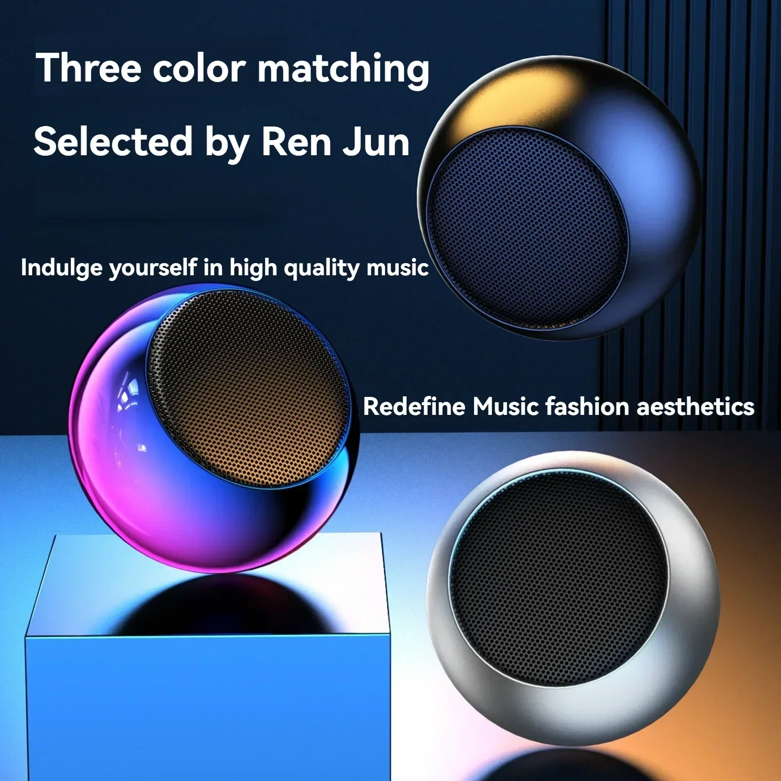 Portable Wireless Bluetooth Speaker New Steel Gun Metal Heavy Subwoofer Outdoor Mini Small for Home Office
