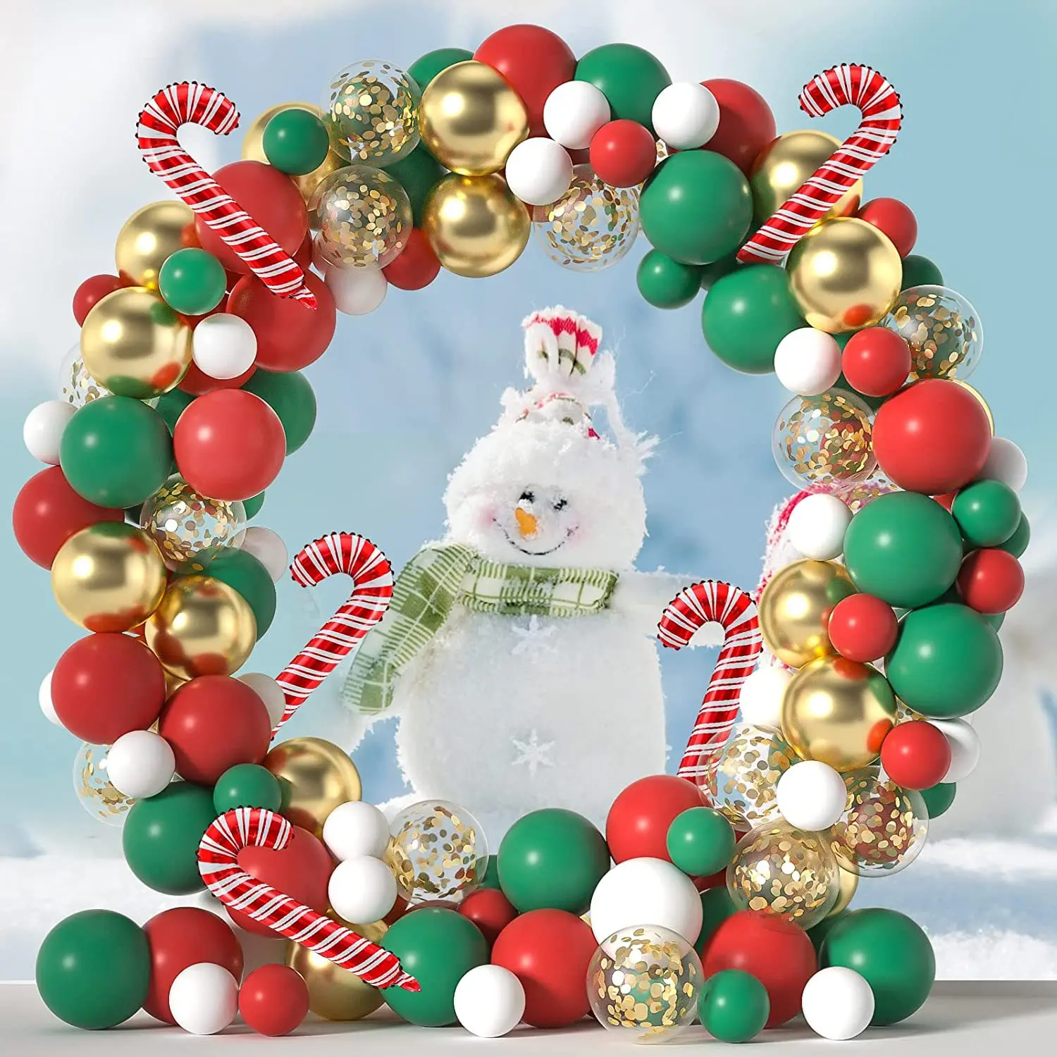 

Christmas holiday themed balloon chain set Christmas crutch snowflake party Party Colorful Macarone Balloons Glue Spot Balloon