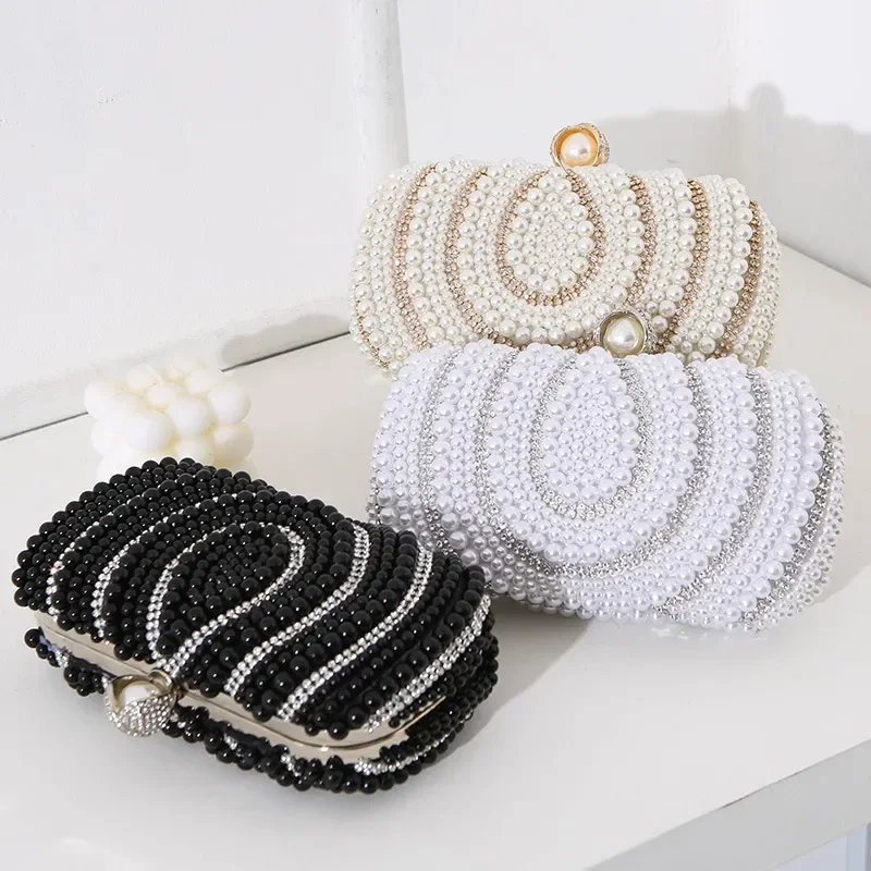 

Evening Bag Clutch Wedding Bags Beaded Evening Female Purse Rhinestone Dinner Party Latch Women Stylish Pearl Bridal