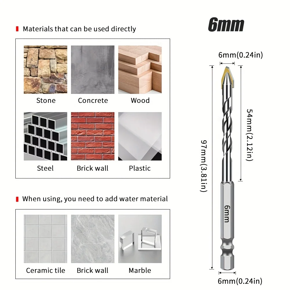 

Твердосплавный шестигранный хвостовик, наклонная эксцентриковая алмазная дрель, керамическое сверло для цемента, сверло для бетонной плиты, винтовое сверло