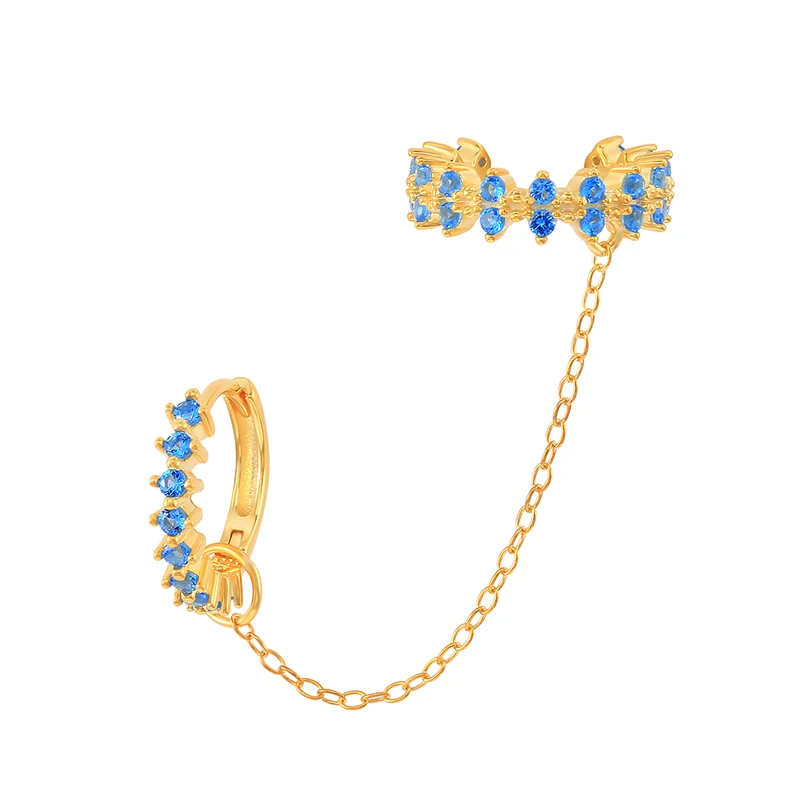 

Blue Zircon Ear Hoop Earrings for Women Bohemia Piercing Cartilage Chain Earings Fashion Jewelry Pendientes Ins Same Earring
