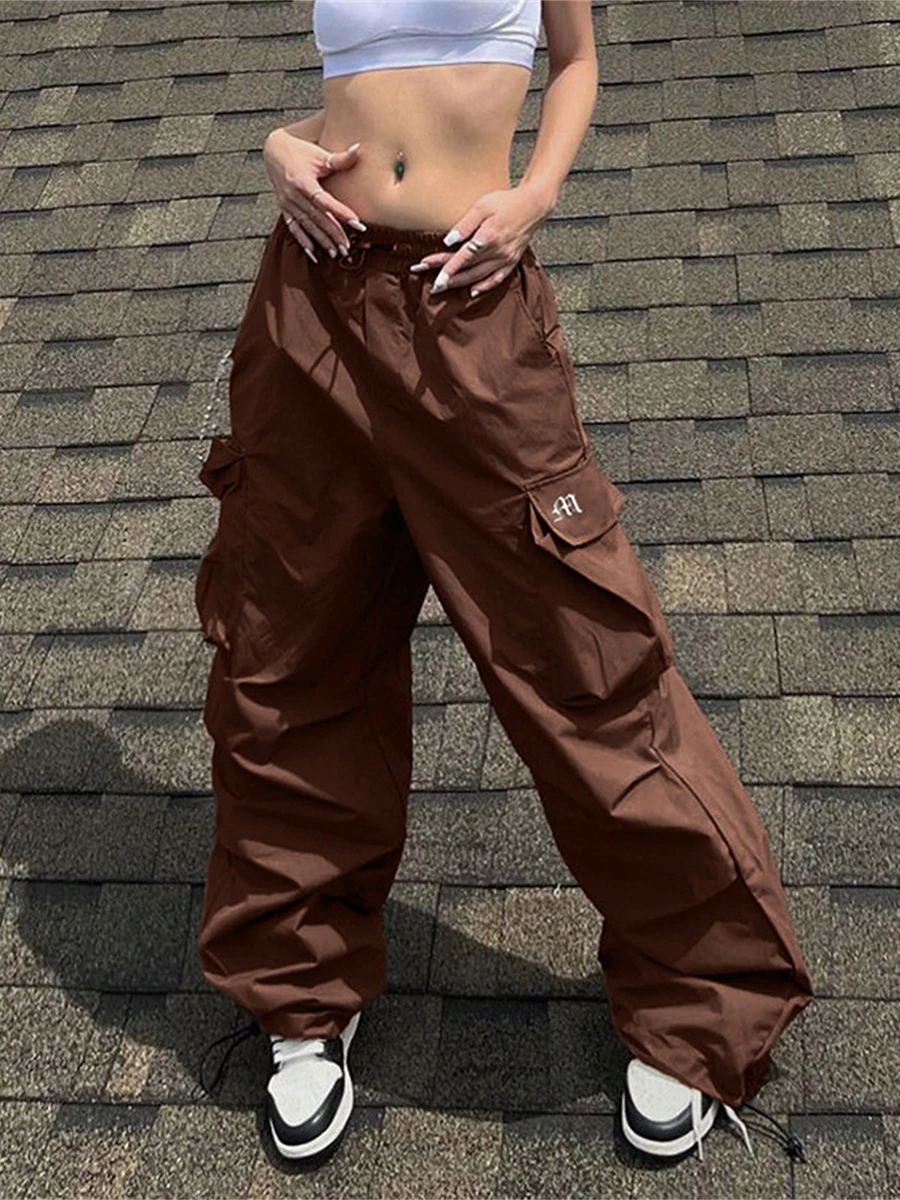 

Женские повседневные брюки-карго с эластичным поясом и карманами-свободные рабочие брюки для бега и улицы