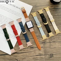 leather pearl strap for apple watch band 7 45mm 41mm 40mm 44mm 38mm 42mm diamond wristband bracelet for apple watch series 6 se5